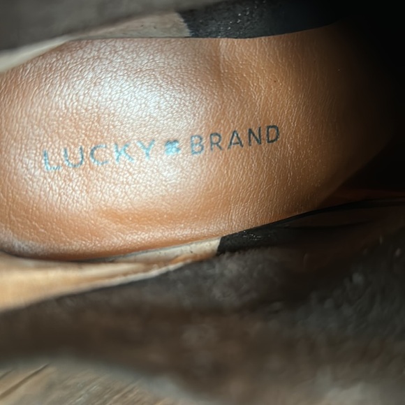 Lucky Brand Lahela Metallic Nubuck Leather Almond Toe Ankle Bootie Size 7 - Picture 6 of 8